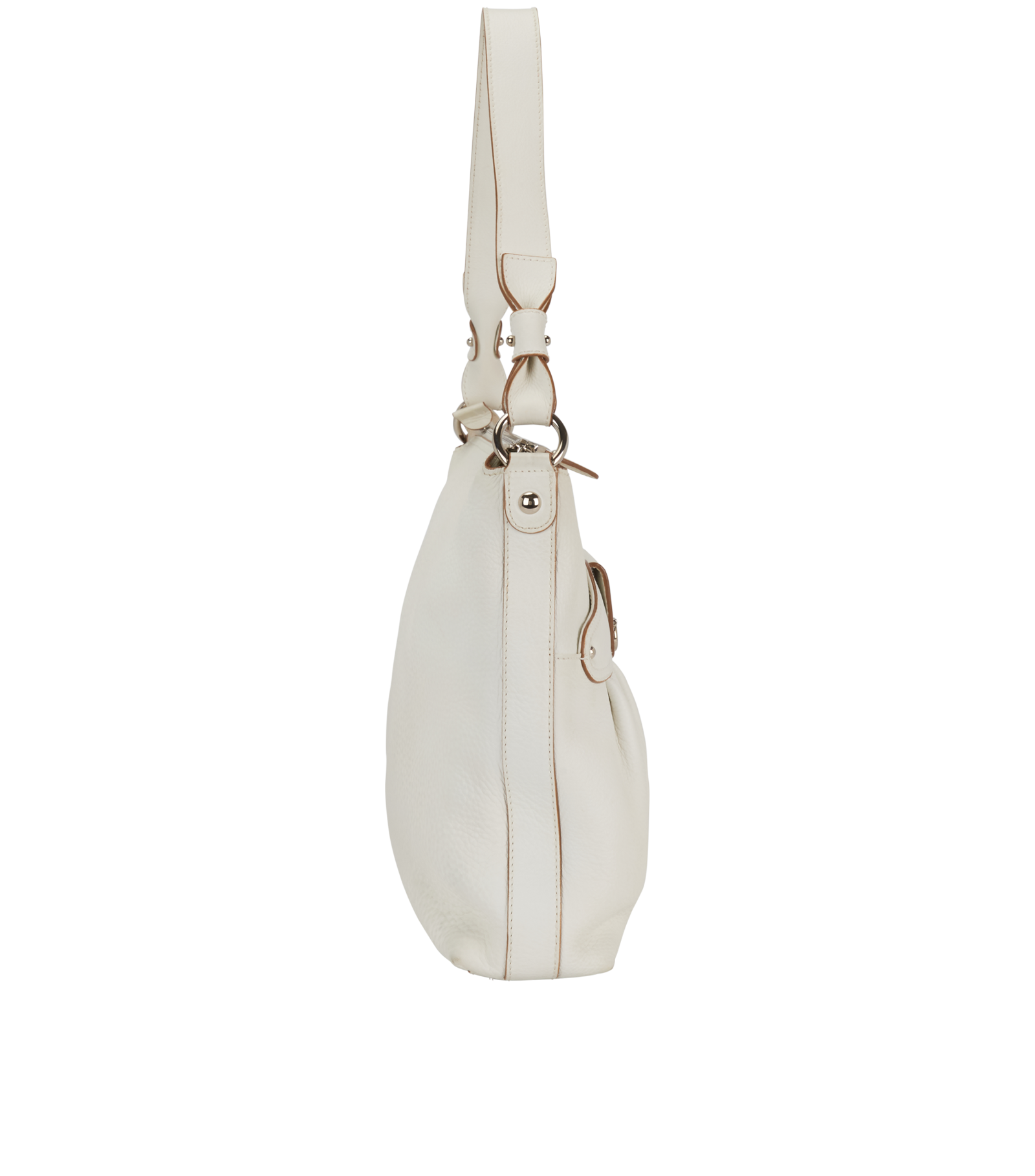 Gancio Shoulder Bag, &pound;140, Handbags, White, Leather, Side view